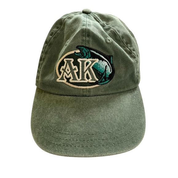 Headliners AK Alaska Fishing Hat Cap Adjustable Leather‎ Strapback Vacation - Picture 1 of 12